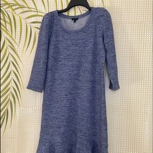 Talbots cotton blend dress with elbow pads, 3/4 length sleeves , and ruffled hem